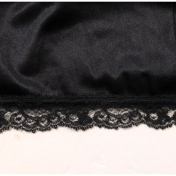 Vintage Deena Half Slip Womens M Black Lingerie Lace Hemline Satin Nylon - Picture 3 of 6